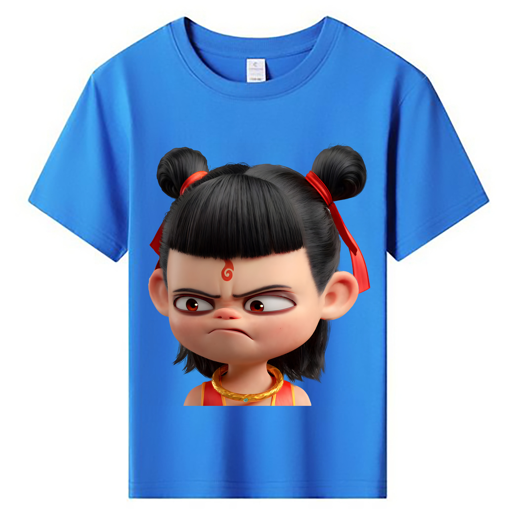 （画像用） Ne Zha 2 ナタ 魔童の大暴れ 綿100％キッズTシャツ（フロントプリント）